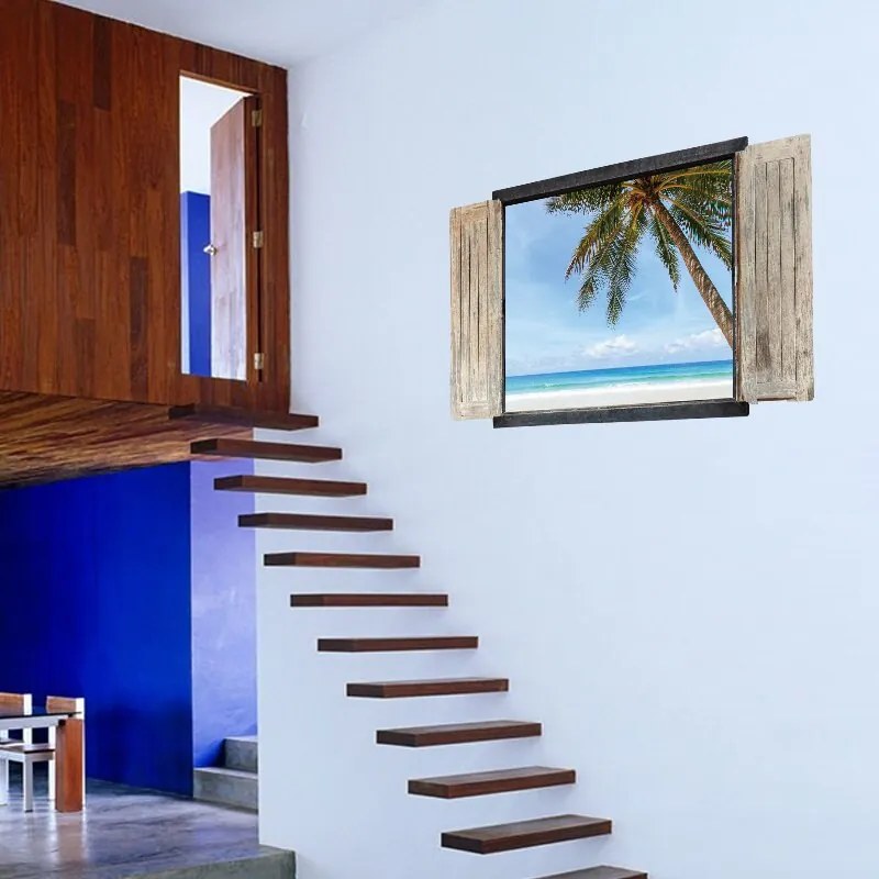 Sticker perete Insula Tropicala 3D Window