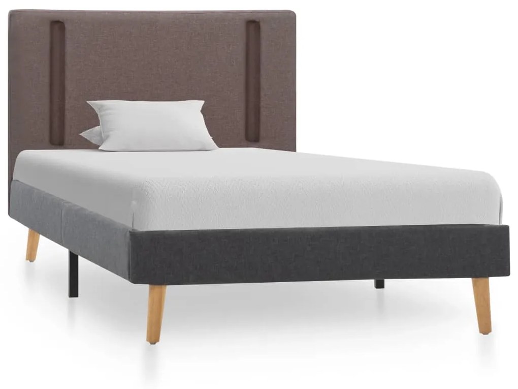 286776 vidaXL Cadru pat cu LED-uri, gri taupe/gri închis, 100x200 cm, textil