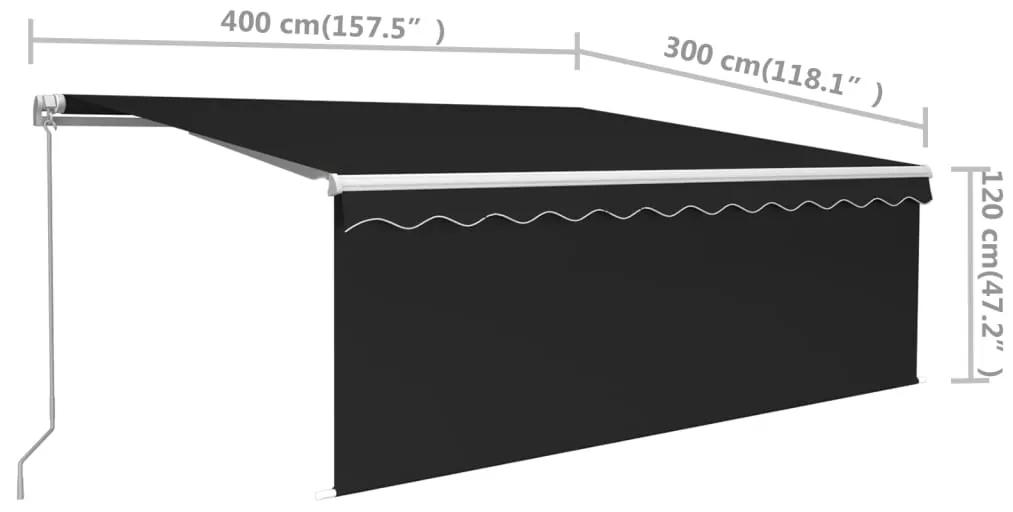 Copertina retractabila manual cu stor, antracit, 4x3 m Antracit, 4 x 3 m