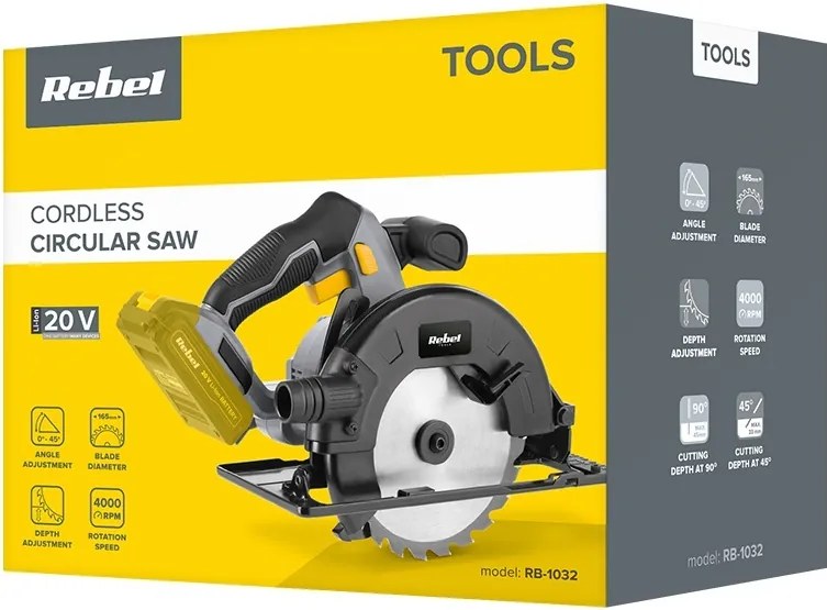 Fierastrau circular mana 20v fara acumulator rebel