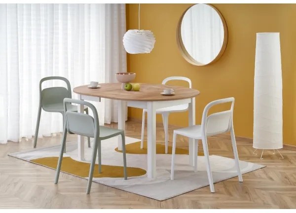 Masă de dining CALMIO, stejar craft/alb