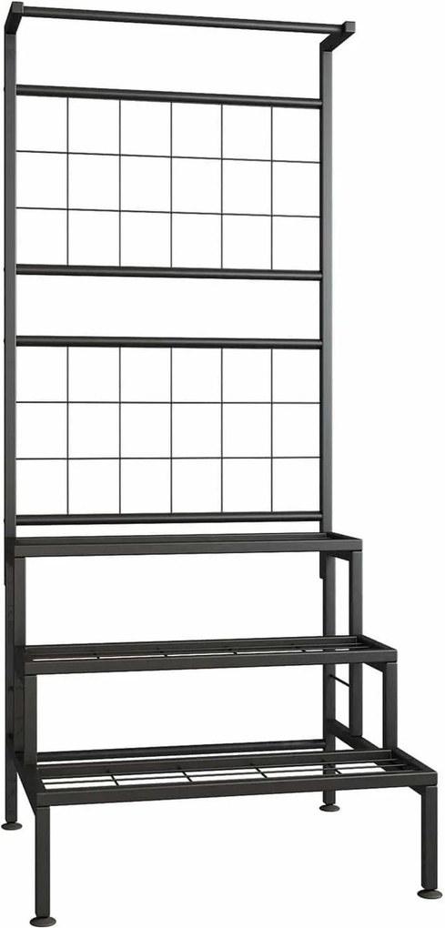 Etajera BALKO, negru, metal, 60x54x158 cm