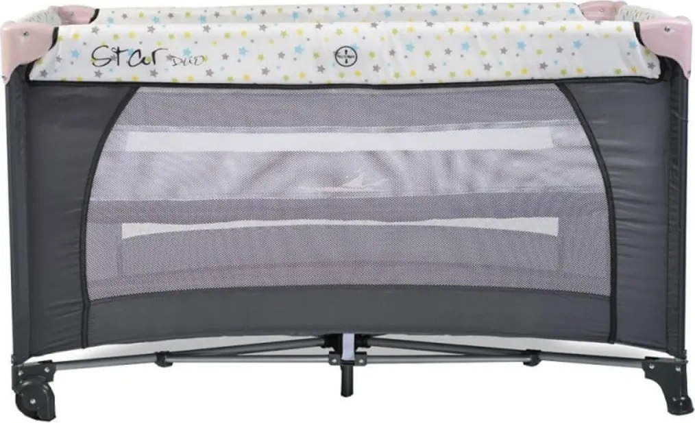 Patut pliant transformabil in tarc copii NOVOKIDS™ Little Star NEST, 60X120 cm, 2 Niveluri, Pliabil, Cu geanta transport inclusa, Fermoar acces