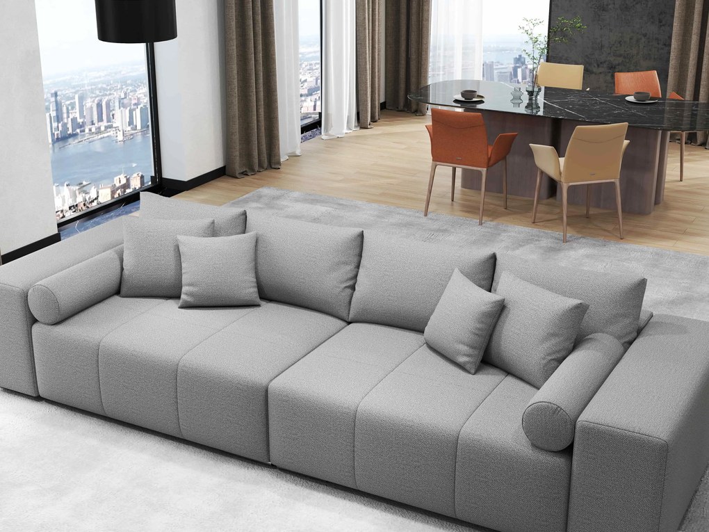Canapea extensibilă dumonde cu ladă de depozitare si sezut confortabil din spuma high-density, Marbela Enjoy Grey XXL 295x100 cm