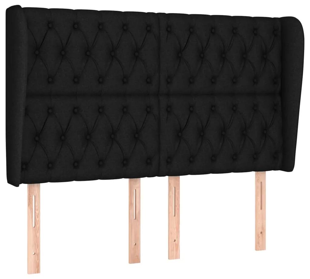 3118300 vidaXL Tăblie de pat cu aripioare, negru, 163x23x118/128 cm, textil