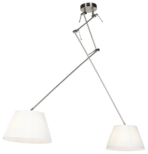 Lampă suspendată din oțel cu abajururi plisate crem 35 cm 2 lumini - Blitz