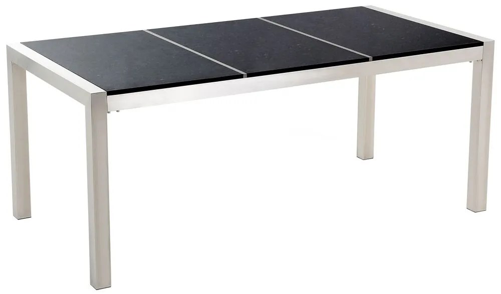 Set de masă pentru grădină Grosso (piatră naturală) (scaune negre). 1011625