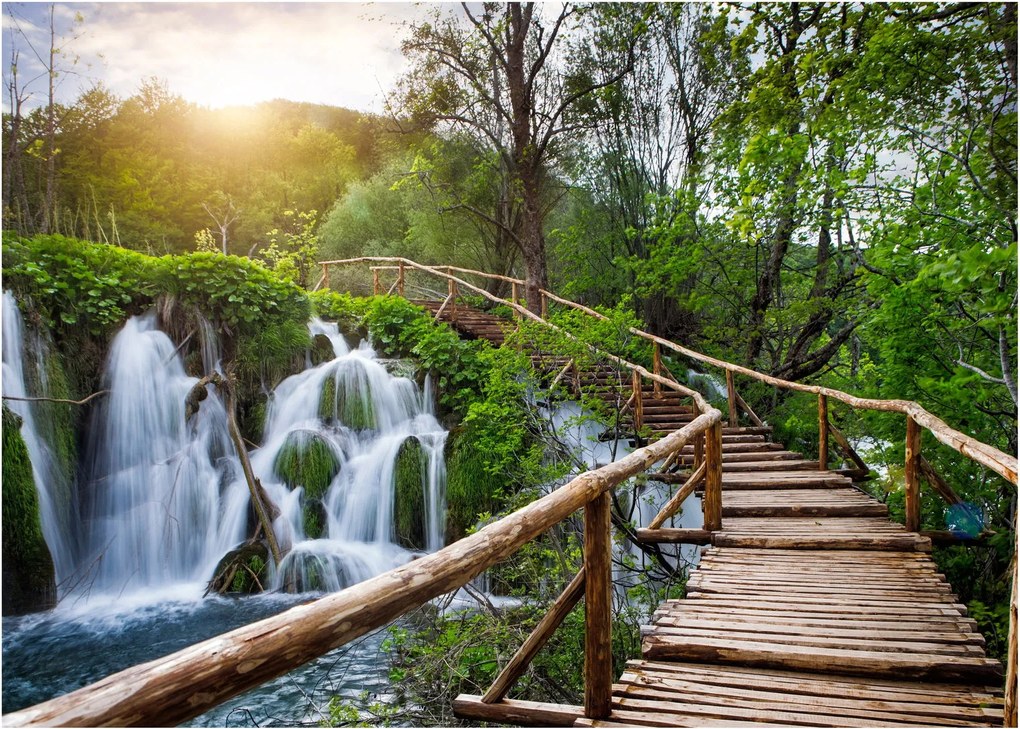 Tablou pe sticlă - Lacurile Plitvice (70x50 cm)