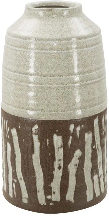Vază decorativă Africa, 29.5x15x15 cm, ceramica, alb/ maro
