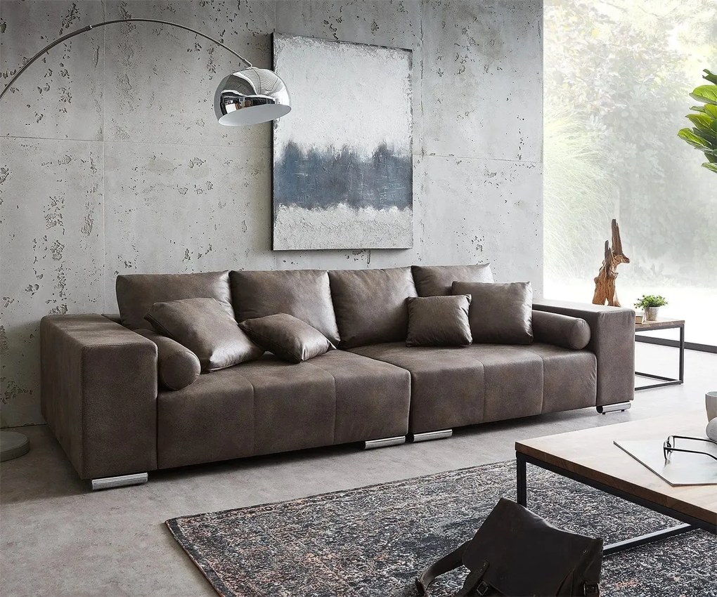 Canapea extensibilă dumonde cu ladă de depozitare si sezut confortabil din spuma high-density, Marbela Tobago Brown XXL 295x100 cm