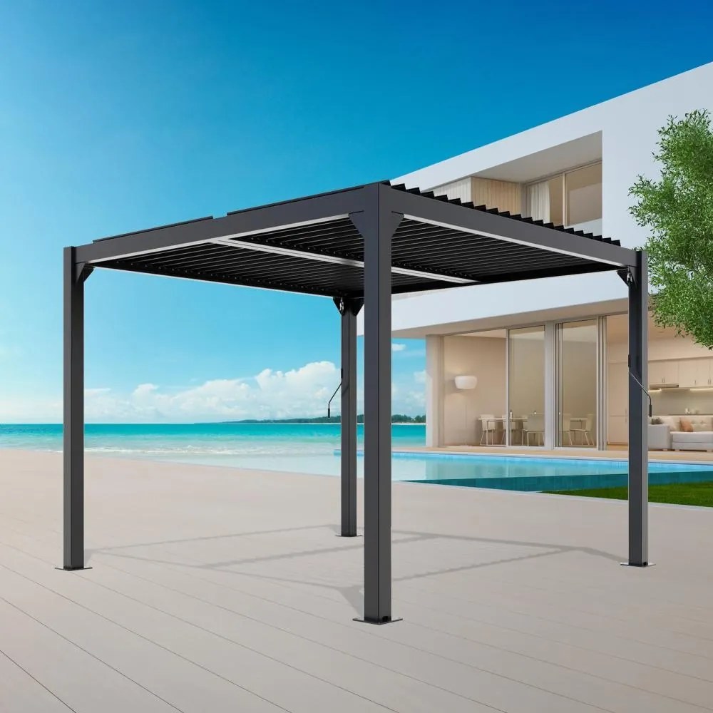 Pergolă bioclimatică din aluminiu cu lamele 3 x 3 M