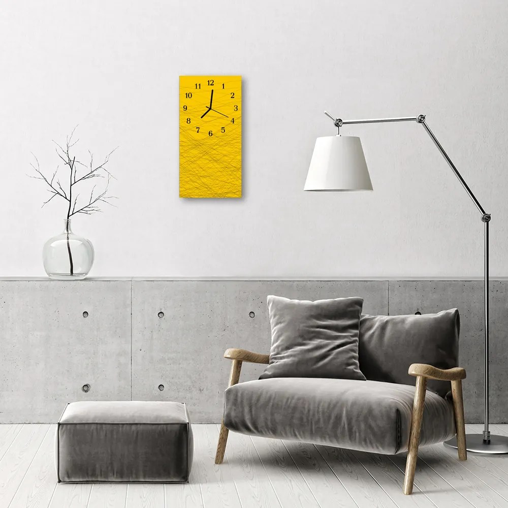 Ceas de perete din sticla vertical Art linii galbene