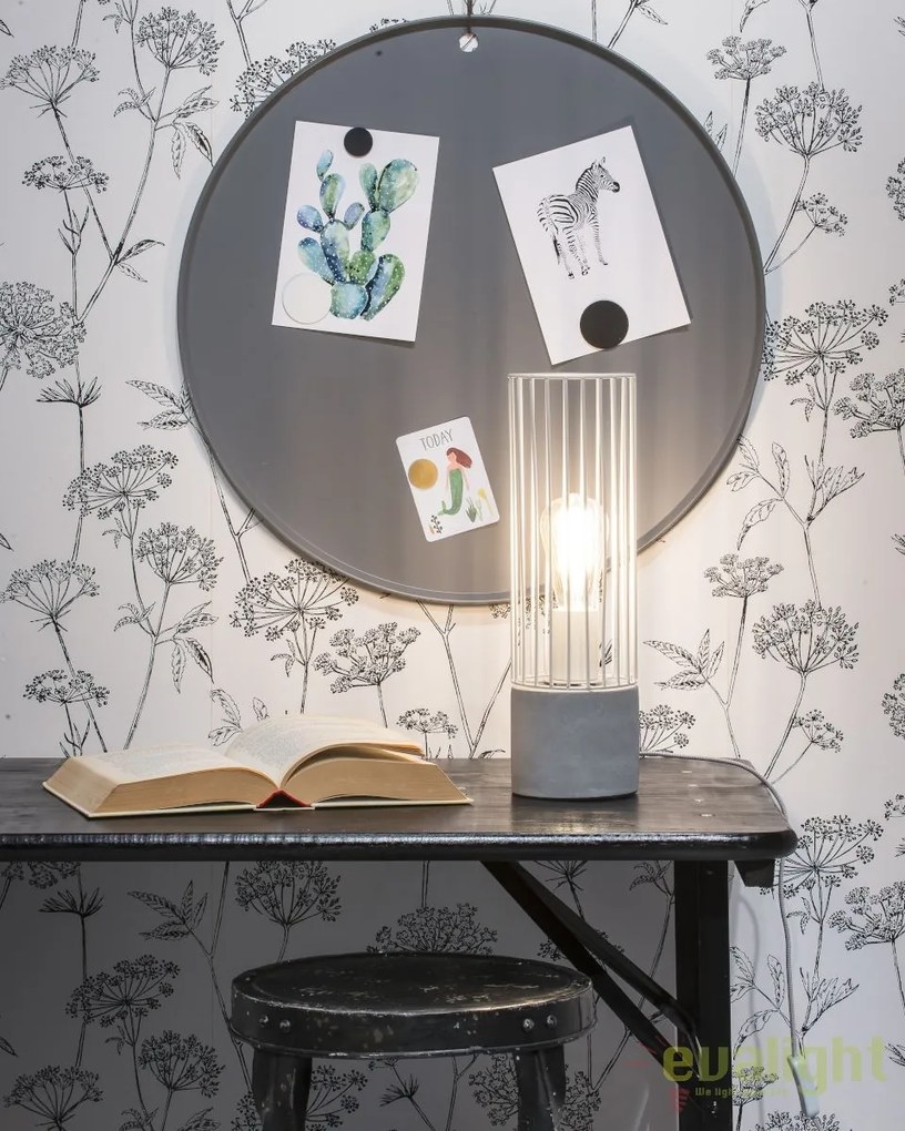 Veioza design modern cu baza din ciment, Memphis alb MEMPHIS/T/W