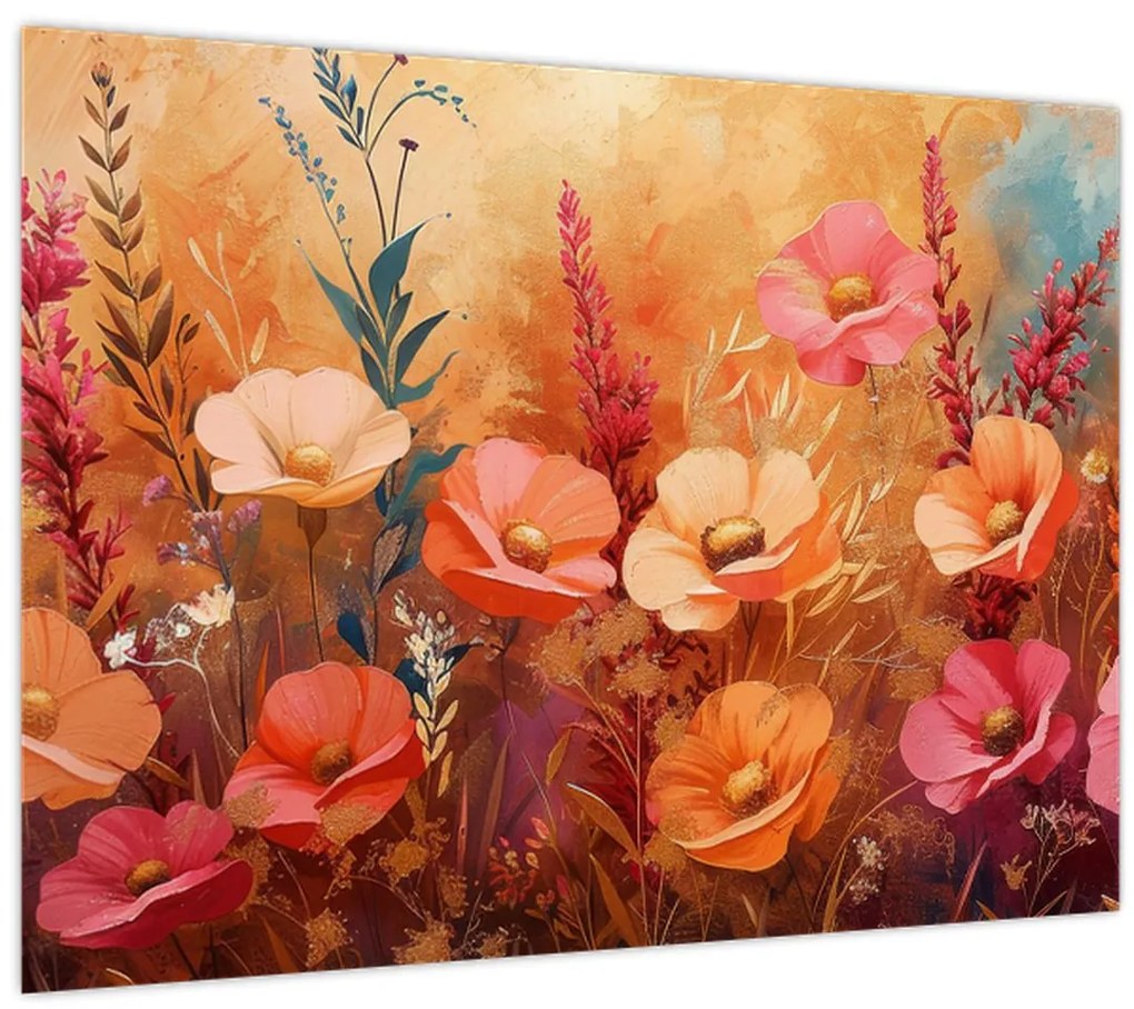 Tablou - Flori de pajiște, pictură (70x50 cm)