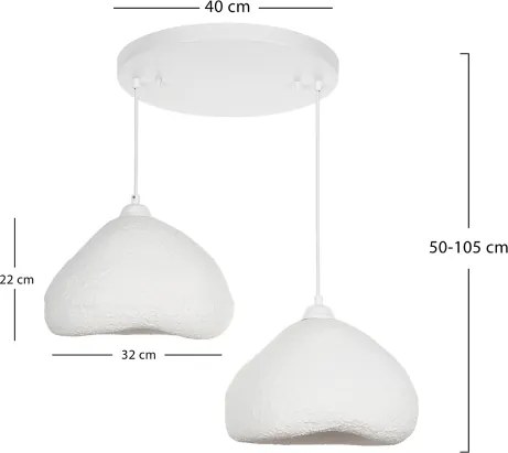 Brilagi - Lustră suspendată pe cablu WABI SABI, 2xE27/40W/230V, Ø 45 cm, albă
