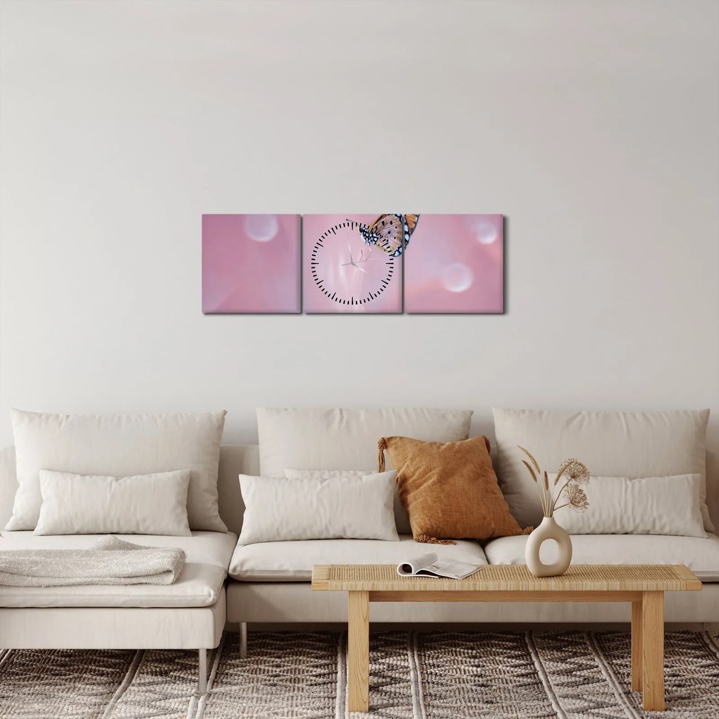 Tablou - Fluturele (cu ceas) (90x30 cm)