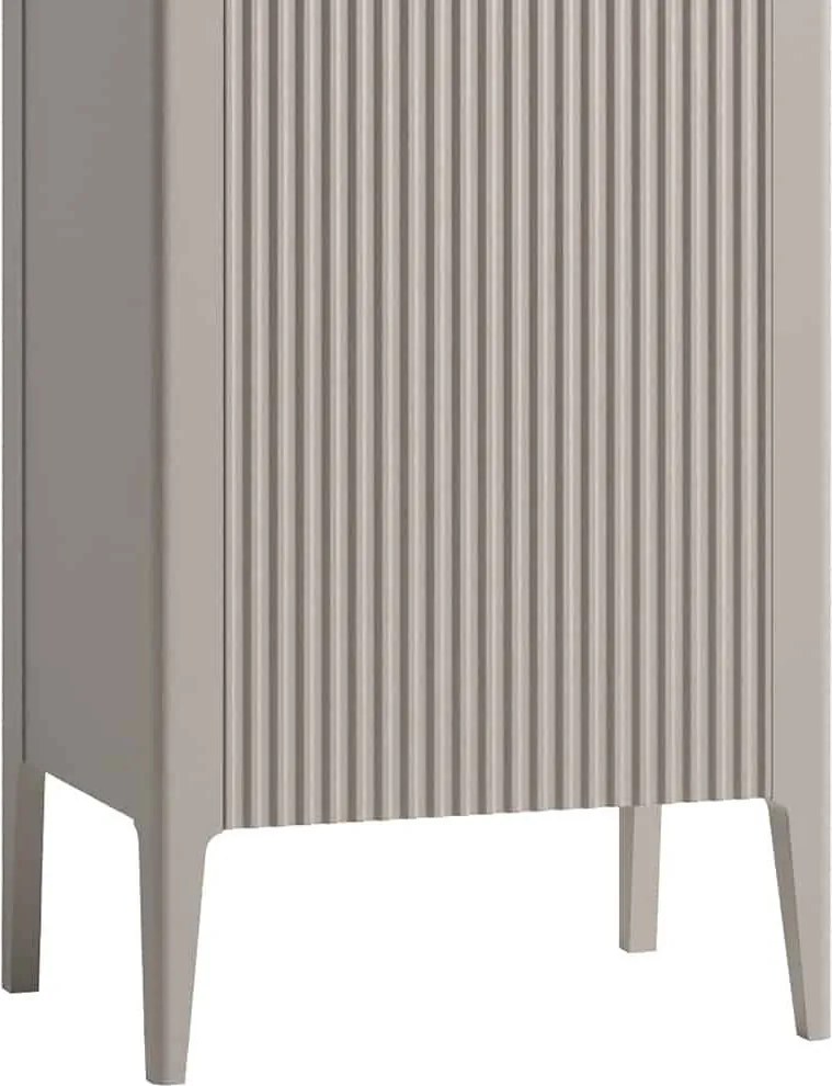 Vitrină lemn masiv nuc Napoli Crem/, 57 × 40 × 202 cm