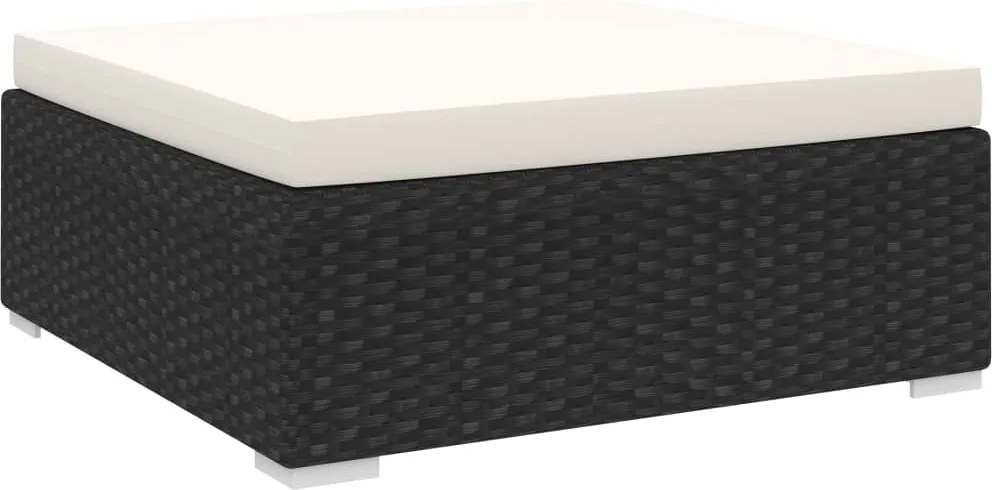 vidaXL Taburet modular, 1 buc., negru, poliratan, cu pernă