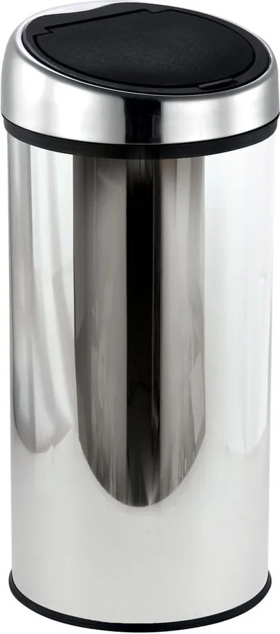 Coș de gunoi argintiu lucios cu senzori de atingere din oțel 30 l – MSV
