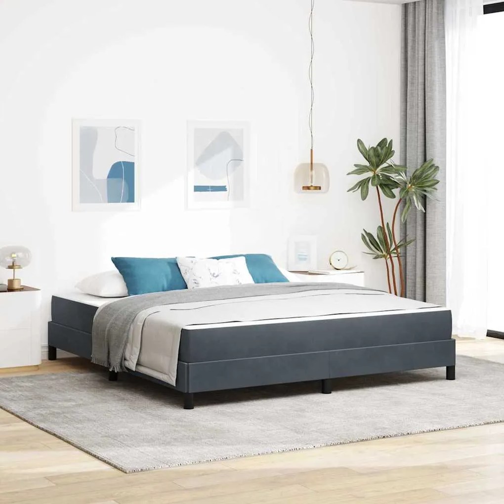 vidaXL Pat boxspring cu saltea Gri închis 180 x 200 cm Catifea