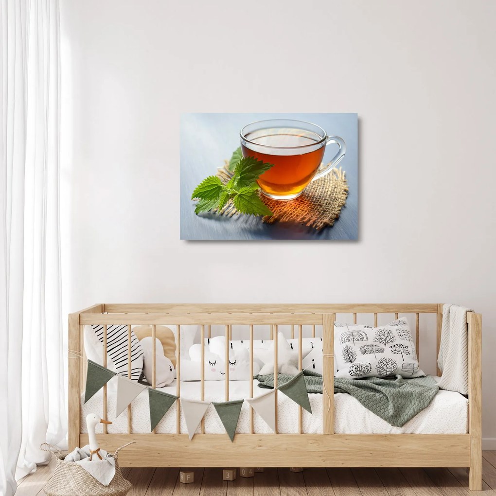 Tablou pe sticlă cu ceașca cu ceai (70x50 cm)