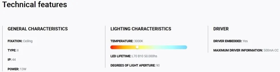 Spot LED incastrabil CROC IP44 recessed white 13W 13,5cm 90 grade 3000K CRI90