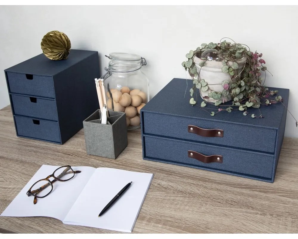 Organizator cu 2 sertare pentru documente Bigso Box of Sweden Birger, 33 x 25,5 cm, albastru închis