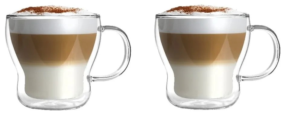 Căni 2 buc. pentru cappuccino/cu perete dublu din sticlă 370 ml Bolla – Vialli Design