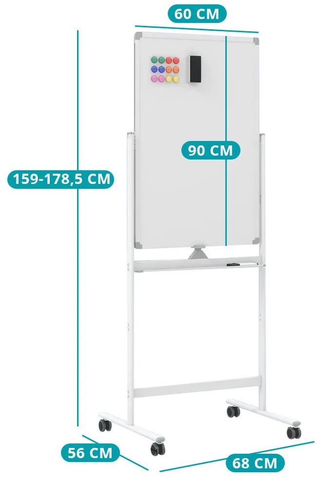 Tablă Flip Chart cu Accesorii, 60 x 90 cm