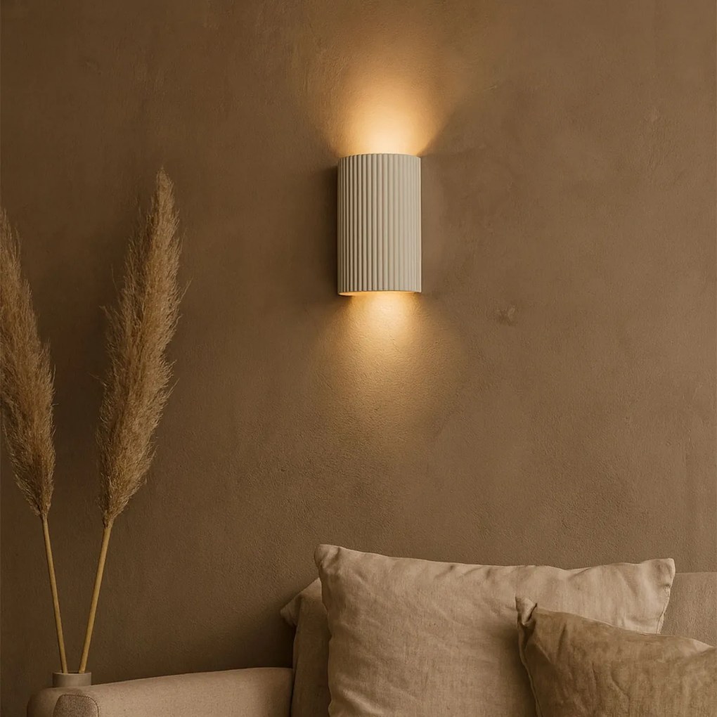 Lampă de perete scandinavă albă semicirculară cu 2 lumini - Plaster
