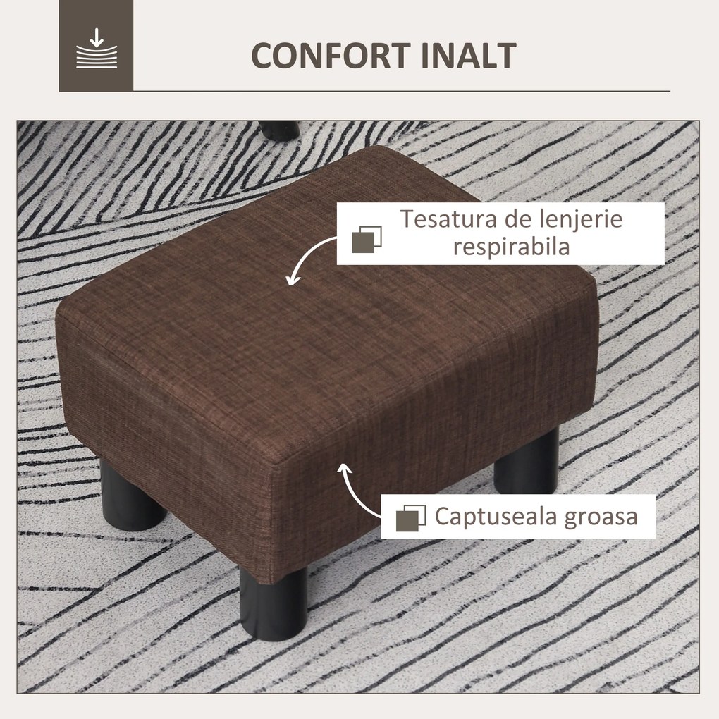 HOMCOM Taburet Otoman din stofă Scaun dreptunghiular mic căptușit pentru sufragerie și sufragerie, 40x30x24cm | Aosom Romania