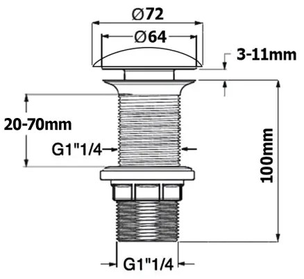 Isvea - Ventil de scurgere pentru chiuvetă Ø 7,2 cm, negru mat