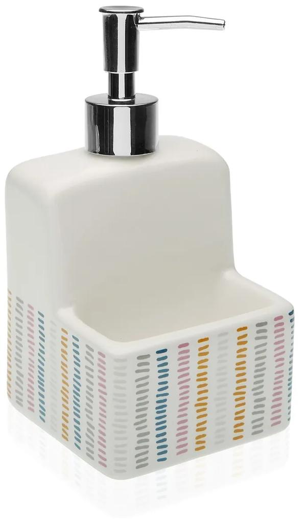 Dozator pentru detergent de vase cu suport pentru burete, Versa, Corduroy, 9.8 x 19 cm, ceramica, multicolor