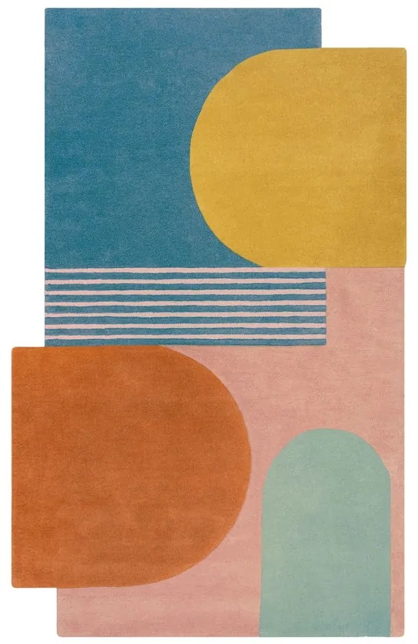 Covor albastru țesut manual din lână 150x240 cm Lozenge Bright Multi – Flair Rugs