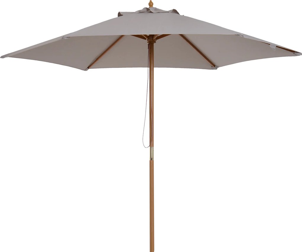 Outsunny Umbrelă de Grădină 2.5x2.3m Parasolar cu 6 Nervuri din Lemn și Poliester Crem | Aosom Romania
