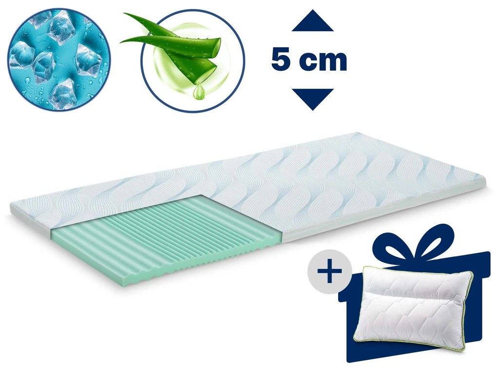 TOPPER 5 CM ALOE VERA VITALIS 2 IN 1 + PERNĂ ANATOMICĂ ALOE VERA