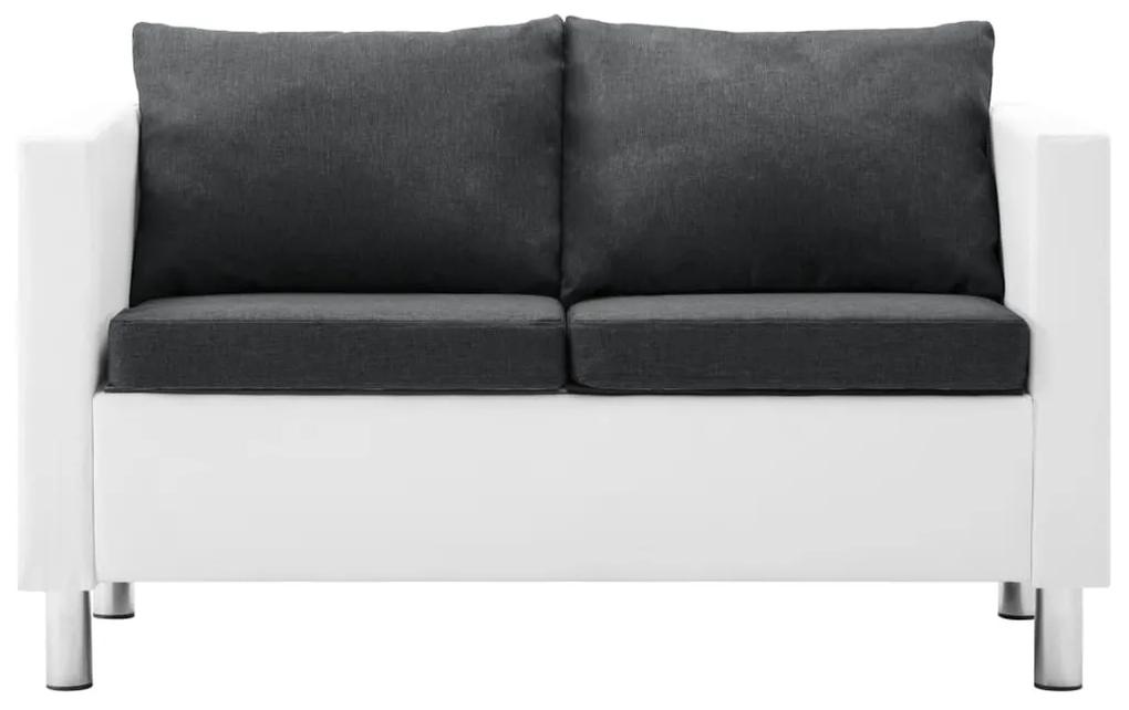 275517 vidaXL Set de canapele, 2 piese, piele ecologică, alb și gri închis
