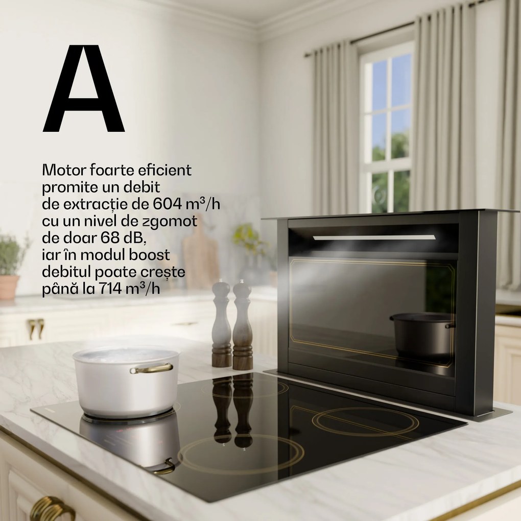 Klarstein Victoria Downdraft hotă | 60 cm | A | 8 niveluri + boost | până la 713,8 m³/h | 120 W