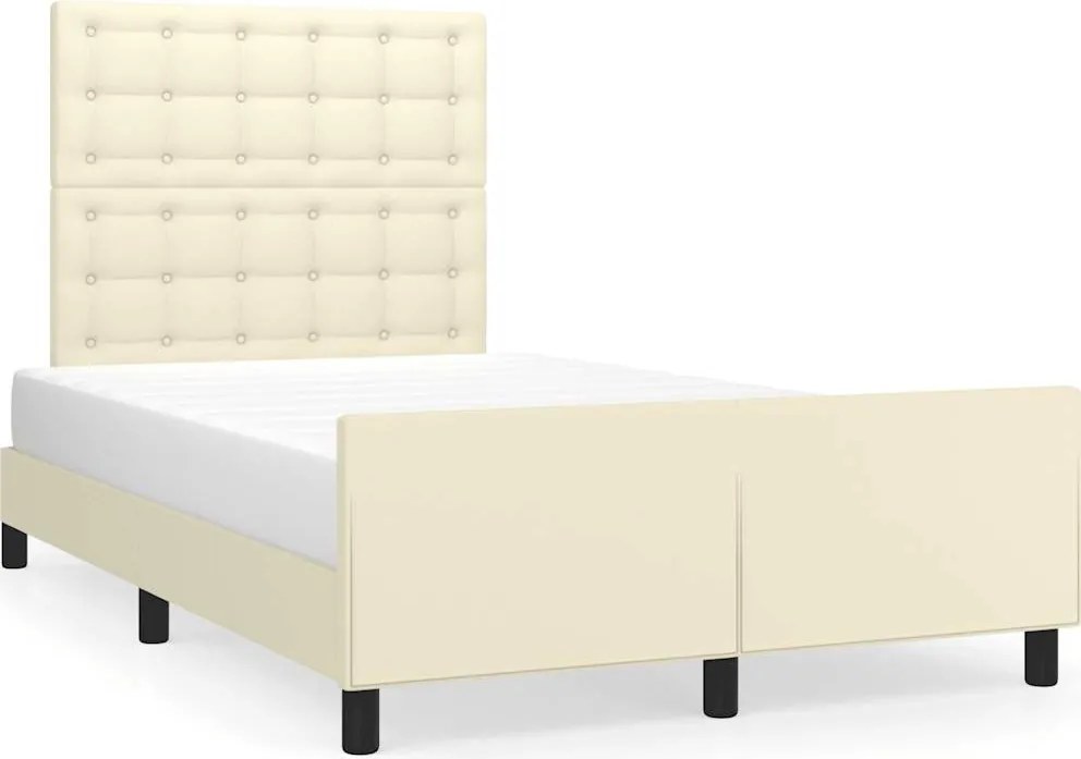 vidaXL Cadru de pat fără saltea cremă 120x190 cm piele artificială