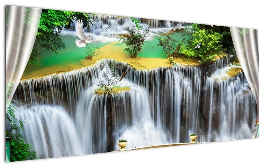 Tablou - Privire la cascade magice (120x50 cm)