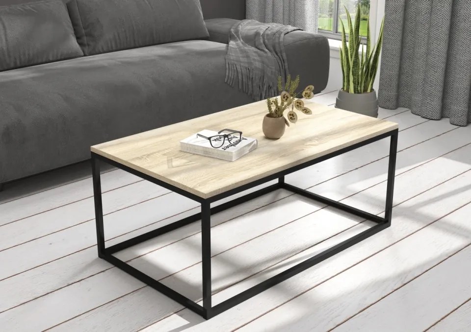 Masuta de cafea, 100x60 cm, NARISA, ADRK Furniture (Culoare: Negru / Beton)