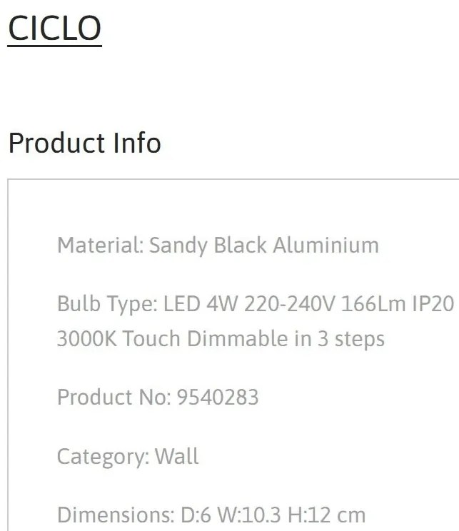 Aplica cu Spot LED directionabil stil minimalist CICLO negru, NVL-9540283