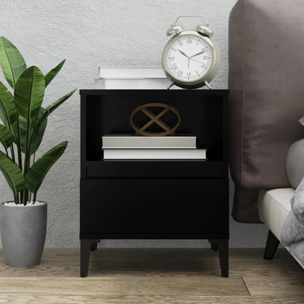 821812 vidaXL Noptiere, negru, 40x35x50 cm