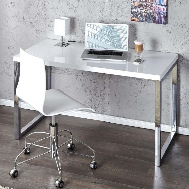 Birou elegant White Desk 120x60cm alb