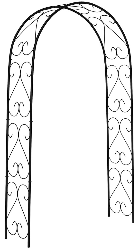 Outsunny Arcadă de Grădină Arcadă de Trandafiri Stil Fier Forjat dim. 125L x 37l x 230H cm oţel epoxid Negru pentru plante căţărătoare | Aosom Romania