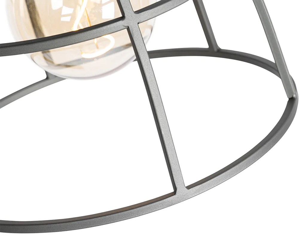 Lampă de podea industrială gri închis cu lemn - Arthur