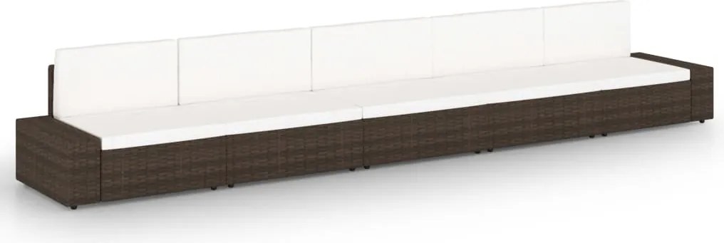 vidaXL Set mobilier de grădină cu perne, 5 piese, maro, poliratan