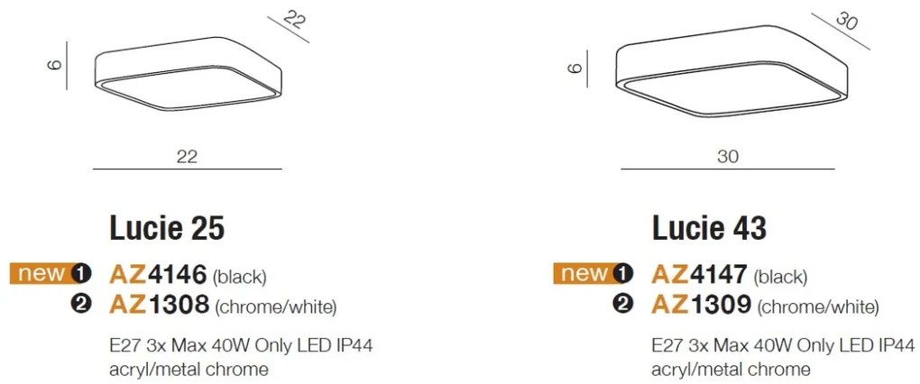 Plafoniera pentru baie moderna LUCIE 25 BK