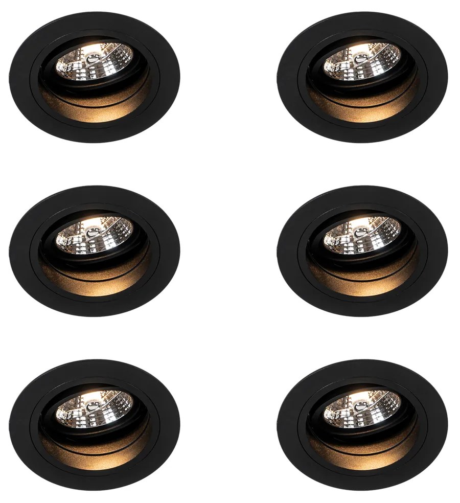 Set 6 becuri Spot încastrat rotund reglabil negru - Chuck 70