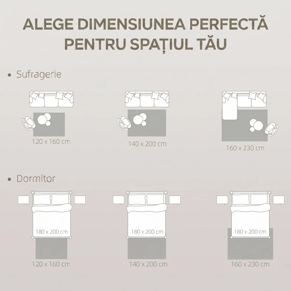 HOMCOM Covor Modern Antiderapant din Poliester și Bumbac cu Design Liniar, pentru Living, Dormitor, Crem | Aosom Romania
